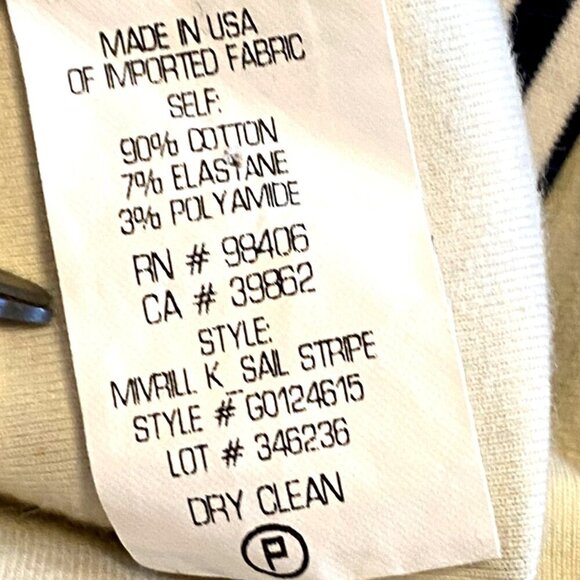 Theory Mivrill Ivory Navy Sail Stripe Coastal Nautical Sleeveless Dress Size L - Picture 9 of 9